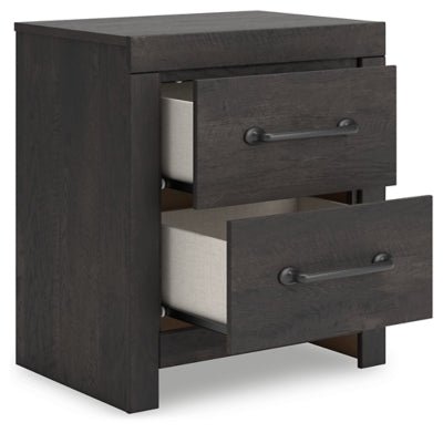 Hollivern Nightstand - Dark Gray Nightstand w/ Charging Station modern furniture Contempo Furniture