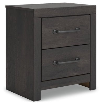 Hollivern Nightstand - Dark Gray Nightstand w/ Charging Station modern furniture Contempo Furniture