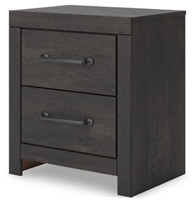 Hollivern Nightstand - Dark Gray Nightstand w/ Charging Station modern furniture Contempo Furniture
