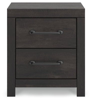 Hollivern Nightstand - Dark Gray Nightstand w/ Charging Station modern furniture Contempo Furniture