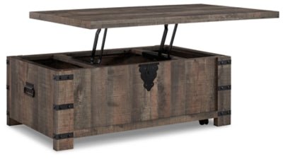 Hollum Lift - Top Coffee Table - Dark Brown Cocktail Table modern furniture Contempo Furniture