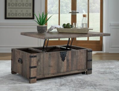 Hollum Lift - Top Coffee Table - Dark Brown Cocktail Table modern furniture Contempo Furniture
