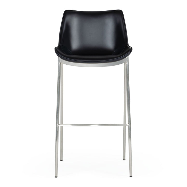 Hooper - Modern Black Eco-Leather Bar Stool (Set of 2)