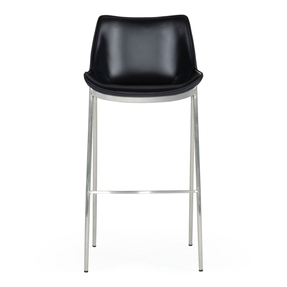 Hooper - Modern Black Eco-Leather Bar Stool (Set of 2)