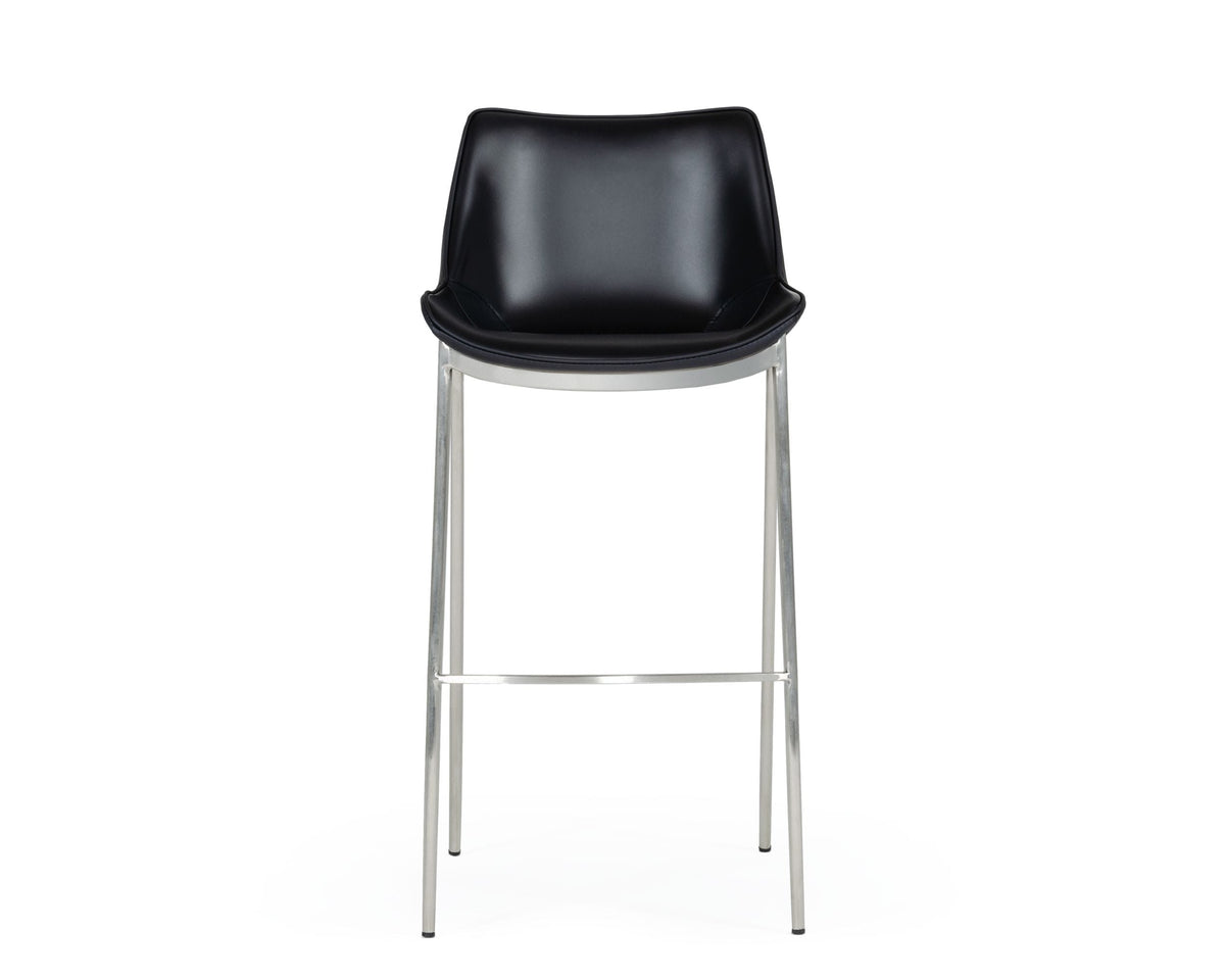 Hooper - Modern Black Eco-Leather Bar Stool (Set of 2)