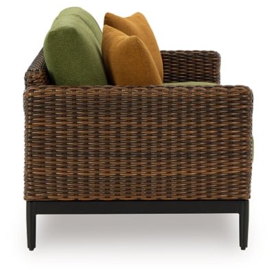 Horizon Hall Outdoor Loveseat with Cushion - Dark Brown Loveseat modern furniture Contempo Furniture