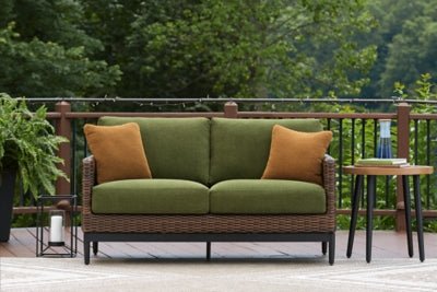 Horizon Hall Outdoor Loveseat with Cushion - Dark Brown Loveseat modern furniture Contempo Furniture