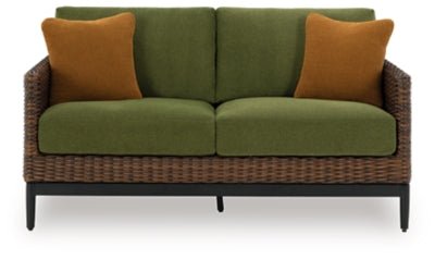 Horizon Hall Outdoor Loveseat with Cushion - Dark Brown Loveseat modern furniture Contempo Furniture