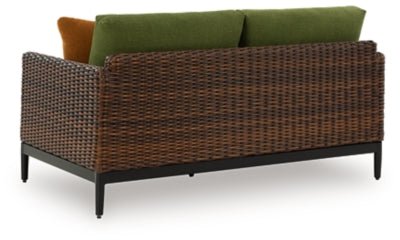 Horizon Hall Outdoor Loveseat with Cushion - Dark Brown Loveseat modern furniture Contempo Furniture