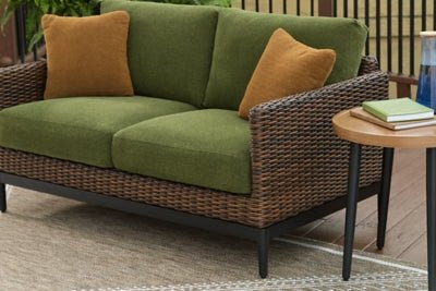 Horizon Hall Outdoor Loveseat with Cushion - Dark Brown Loveseat modern furniture Contempo Furniture