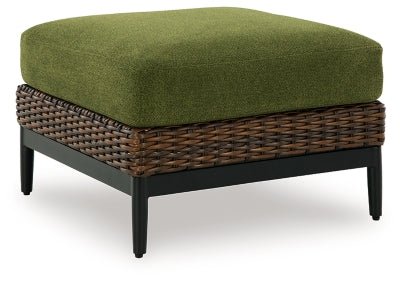 Horizon Hall Outdoor Ottoman with Cushion - Dark Brown | Ashley Furniture