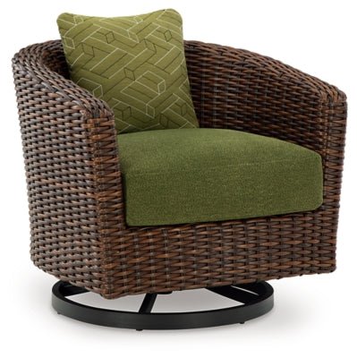Horizon Hall Outdoor Swivel Lounge Chair with Cushion - Dark Brown Swivel Chair modern furniture Contempo Furniture