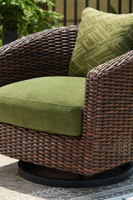 Horizon Hall Outdoor Swivel Lounge Chair with Cushion - Dark Brown Swivel Chair modern furniture Contempo Furniture