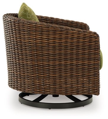 Horizon Hall Outdoor Swivel Lounge Chair with Cushion - Dark Brown Swivel Chair modern furniture Contempo Furniture
