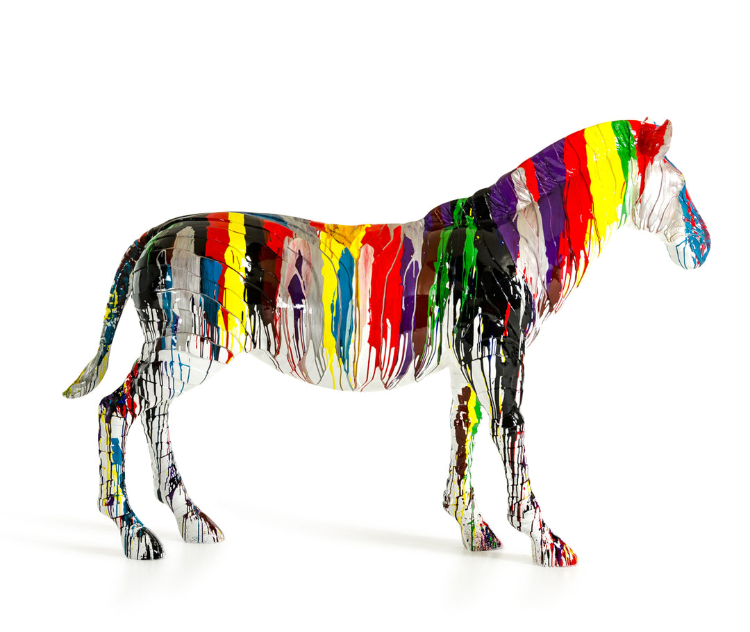 Large Rainbow Zebra Sculpture