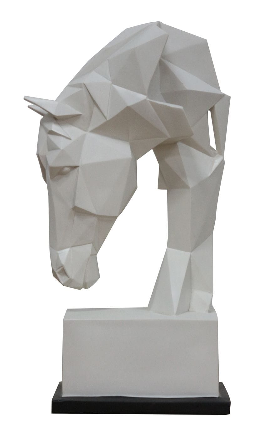 Horse - Geometric White Sculpture