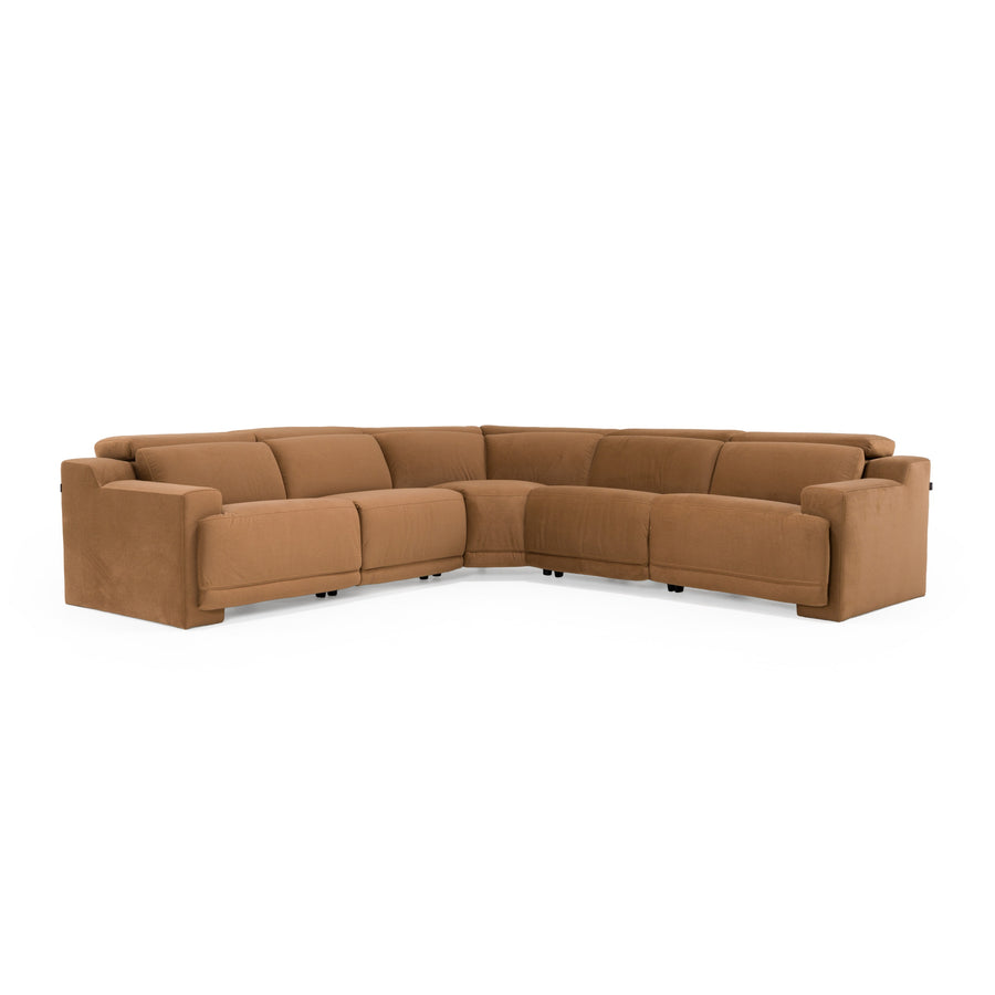 Horton - Modern Brown Fabric Sectional with 3 Recliners