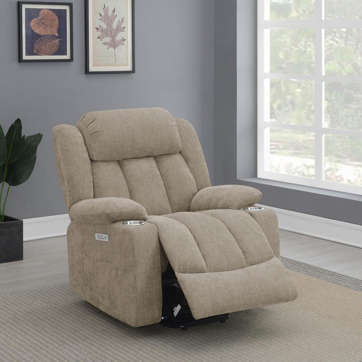 Houston - Upholstered Power Lift Recliner Chair - Camel Lift Chair modern furniture Contempo Furniture
