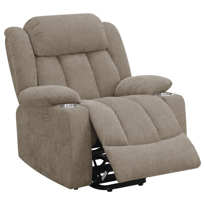 Houston - Upholstered Power Lift Recliner Chair - Camel Lift Chair modern furniture Contempo Furniture