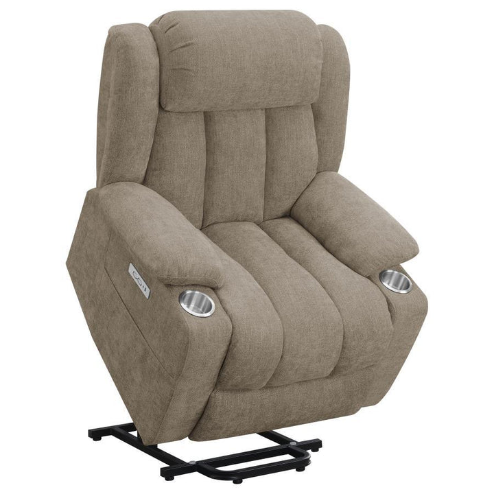 Houston - Upholstered Power Lift Recliner Chair - Camel Lift Chair modern furniture Contempo Furniture