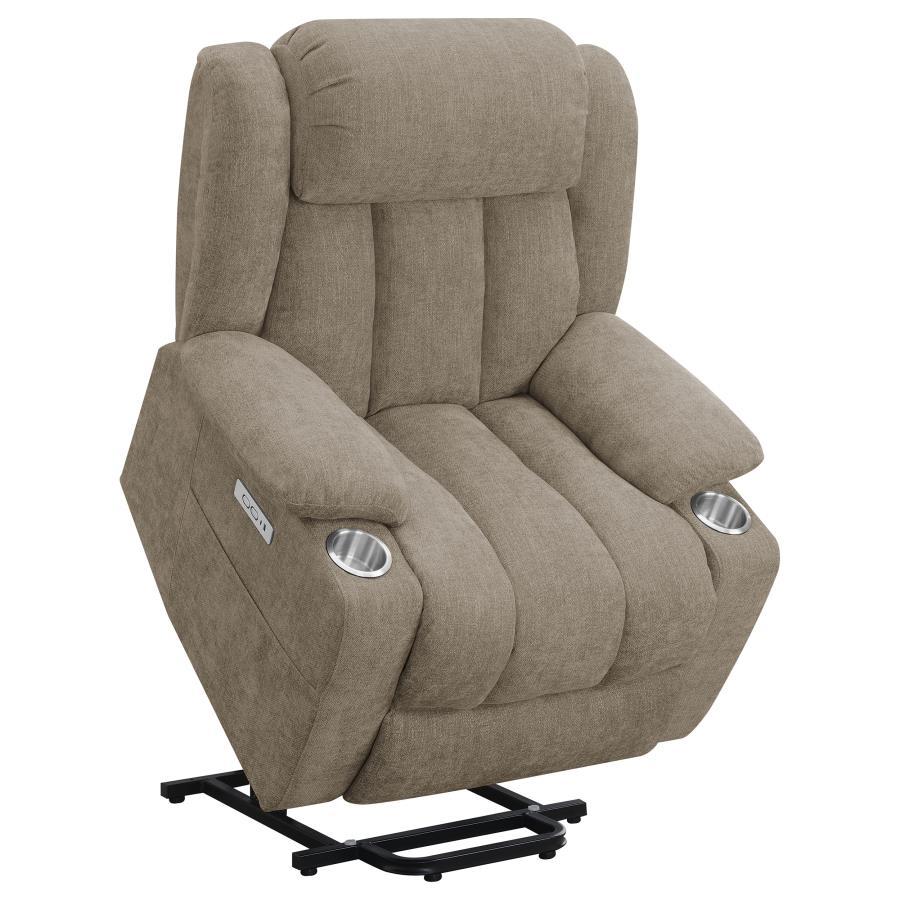 Houston - Upholstered Power Lift Recliner Chair - Camel Lift Chair modern furniture Contempo Furniture