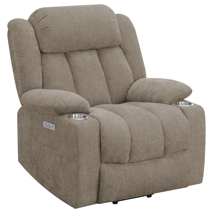 Houston - Upholstered Power Lift Recliner Chair - Camel Lift Chair modern furniture Contempo Furniture