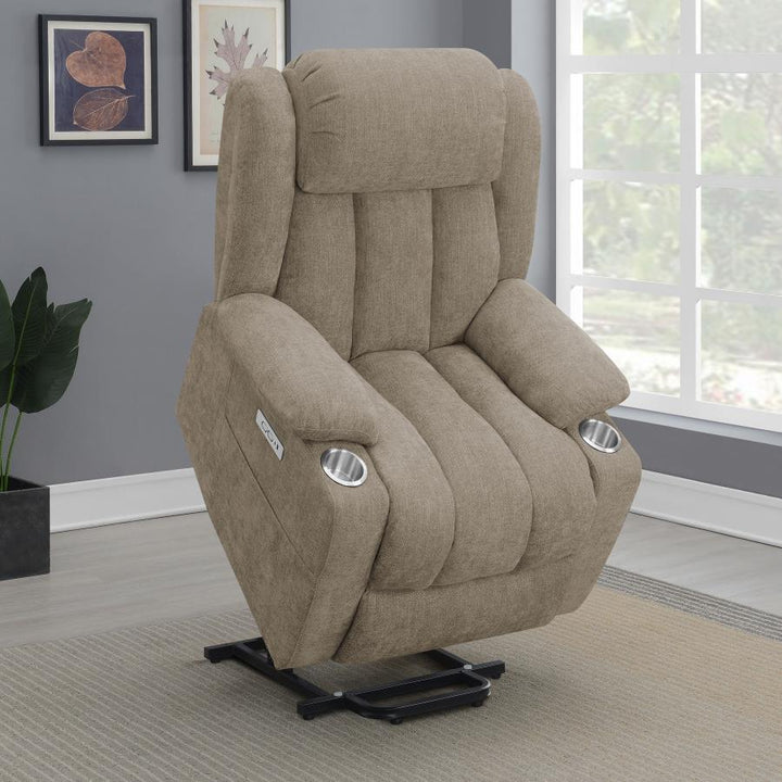 Houston - Upholstered Power Lift Recliner Chair - Camel Lift Chair modern furniture Contempo Furniture