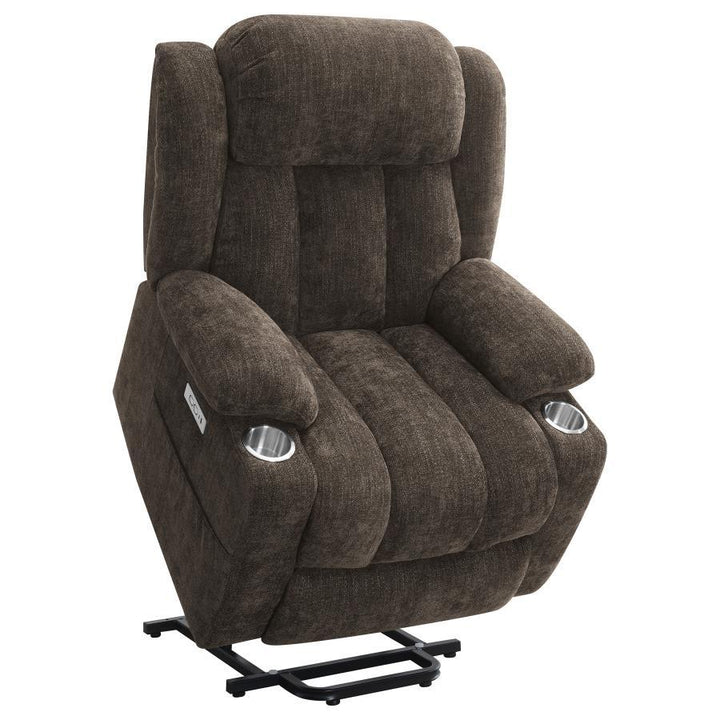 Houston - Upholstered Power Lift Recliner Chair - Dark Brown Lift Chair modern furniture Contempo Furniture