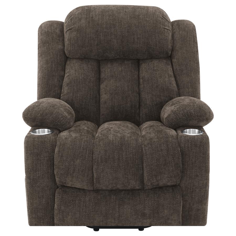 Houston - Upholstered Power Lift Recliner Chair - Dark Brown Lift Chair modern furniture Contempo Furniture