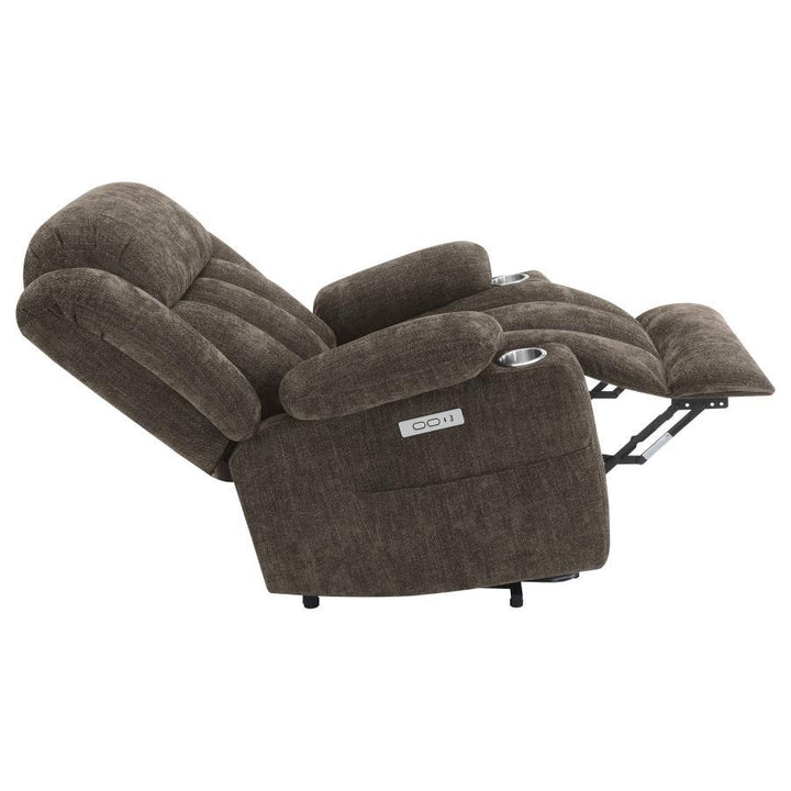 Houston - Upholstered Power Lift Recliner Chair - Dark Brown Lift Chair modern furniture Contempo Furniture