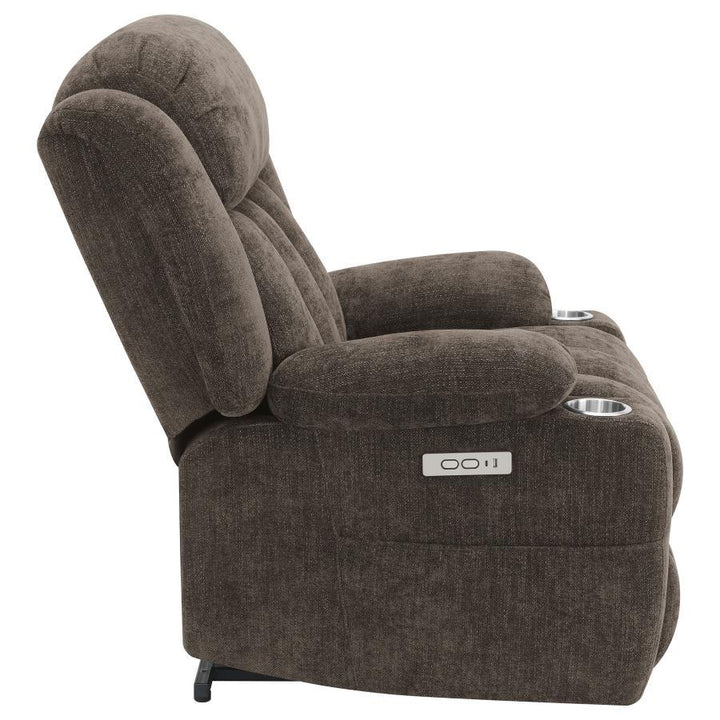 Houston - Upholstered Power Lift Recliner Chair - Dark Brown Lift Chair modern furniture Contempo Furniture