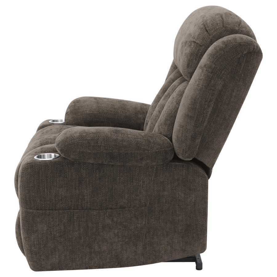 Houston - Upholstered Power Lift Recliner Chair - Dark Brown Lift Chair modern furniture Contempo Furniture