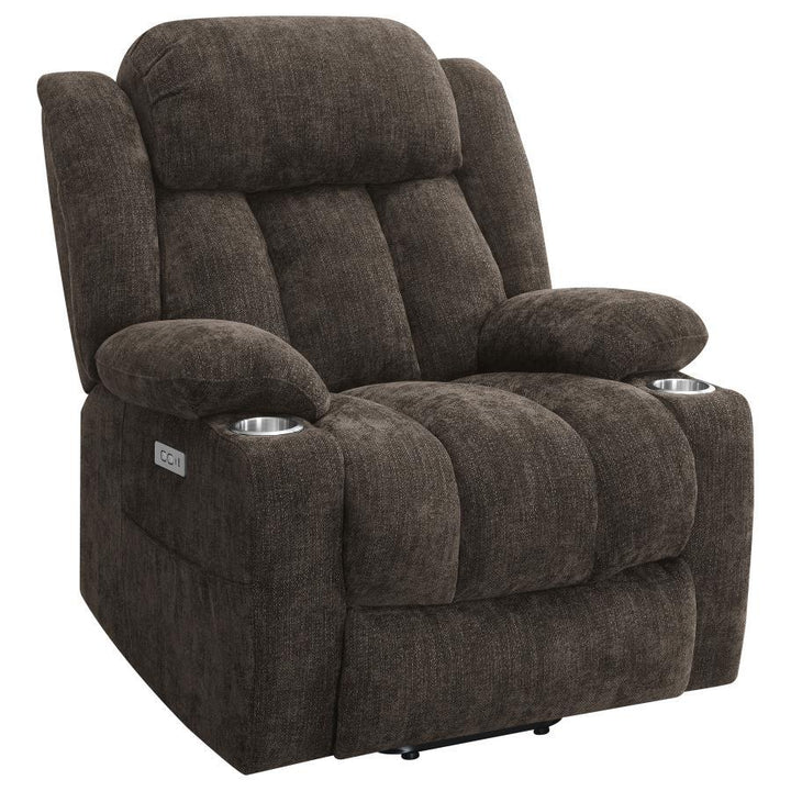 Houston - Upholstered Power Lift Recliner Chair - Dark Brown Lift Chair modern furniture Contempo Furniture