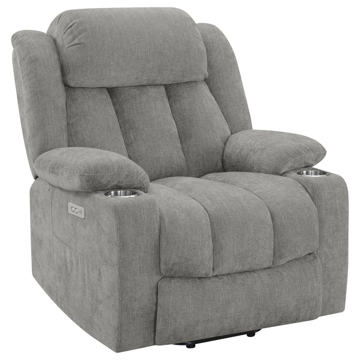 Houston - Upholstered Power Lift Recliner - Gray Lift Chair modern furniture Contempo Furniture