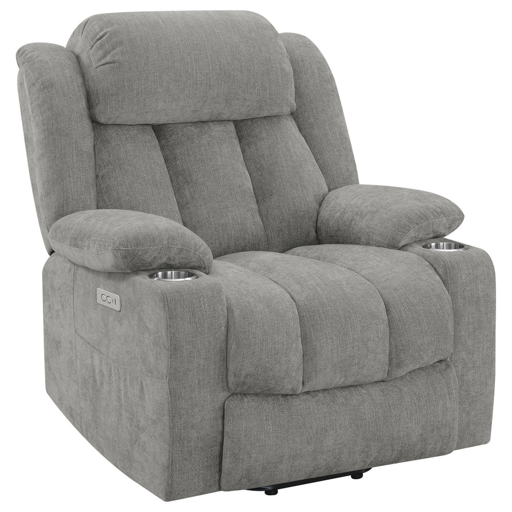 Houston - Upholstered Power Lift Recliner - Gray Lift Chair modern furniture Contempo Furniture