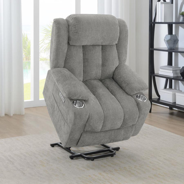 Houston - Upholstered Power Lift Recliner - Gray Lift Chair modern furniture Contempo Furniture
