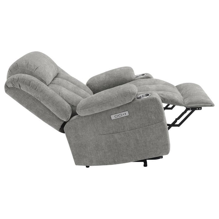 Houston - Upholstered Power Lift Recliner - Gray Lift Chair modern furniture Contempo Furniture