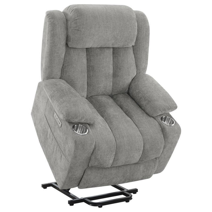 Houston - Upholstered Power Lift Recliner - Gray Lift Chair modern furniture Contempo Furniture