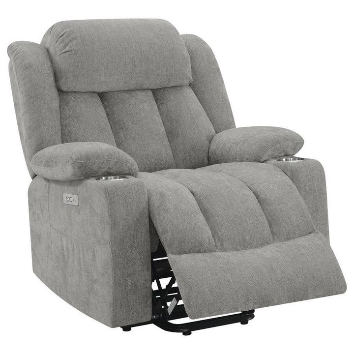 Houston - Upholstered Power Lift Recliner - Gray Lift Chair modern furniture Contempo Furniture