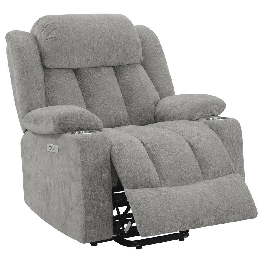 Houston - Upholstered Power Lift Recliner - Gray Lift Chair modern furniture Contempo Furniture
