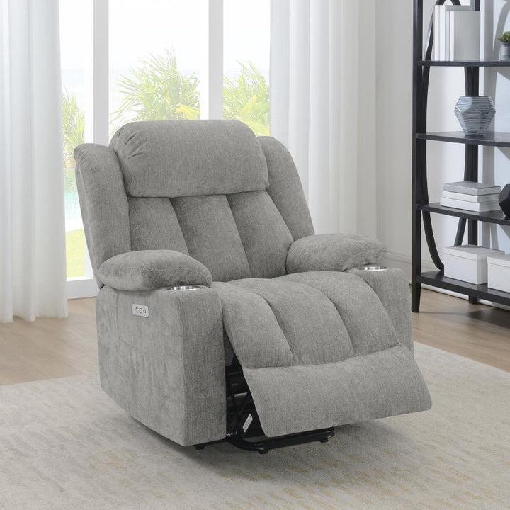 Houston - Upholstered Power Lift Recliner - Gray Lift Chair modern furniture Contempo Furniture