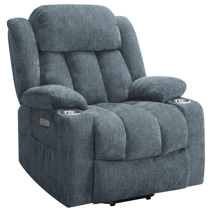 Houston - Upholstered Power Lift Recliner - Slate Blue Lift Chair modern furniture Contempo Furniture