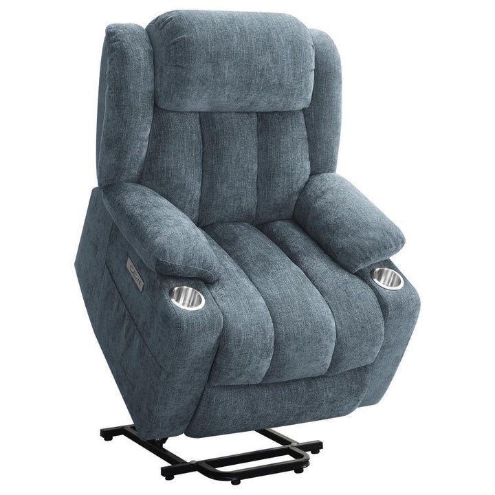 Houston - Upholstered Power Lift Recliner - Slate Blue Lift Chair modern furniture Contempo Furniture