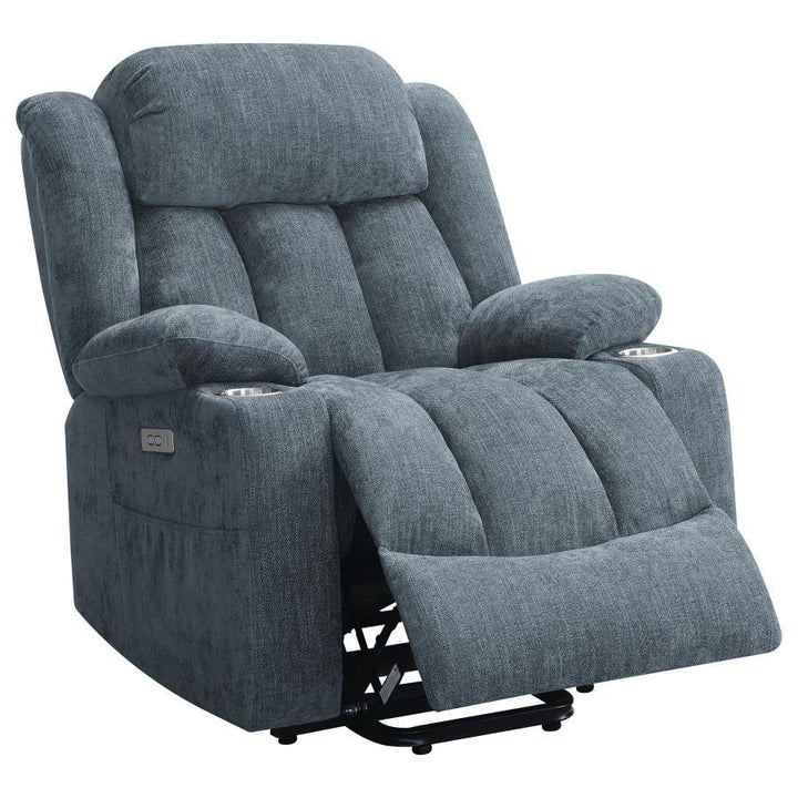 Houston - Upholstered Power Lift Recliner - Slate Blue Lift Chair modern furniture Contempo Furniture
