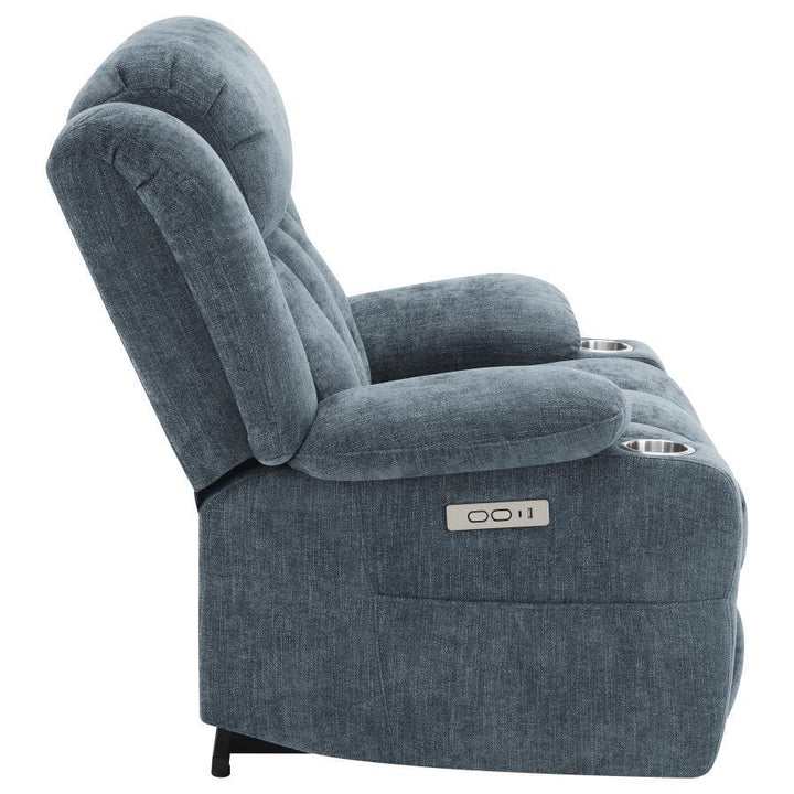 Houston - Upholstered Power Lift Recliner - Slate Blue Lift Chair modern furniture Contempo Furniture