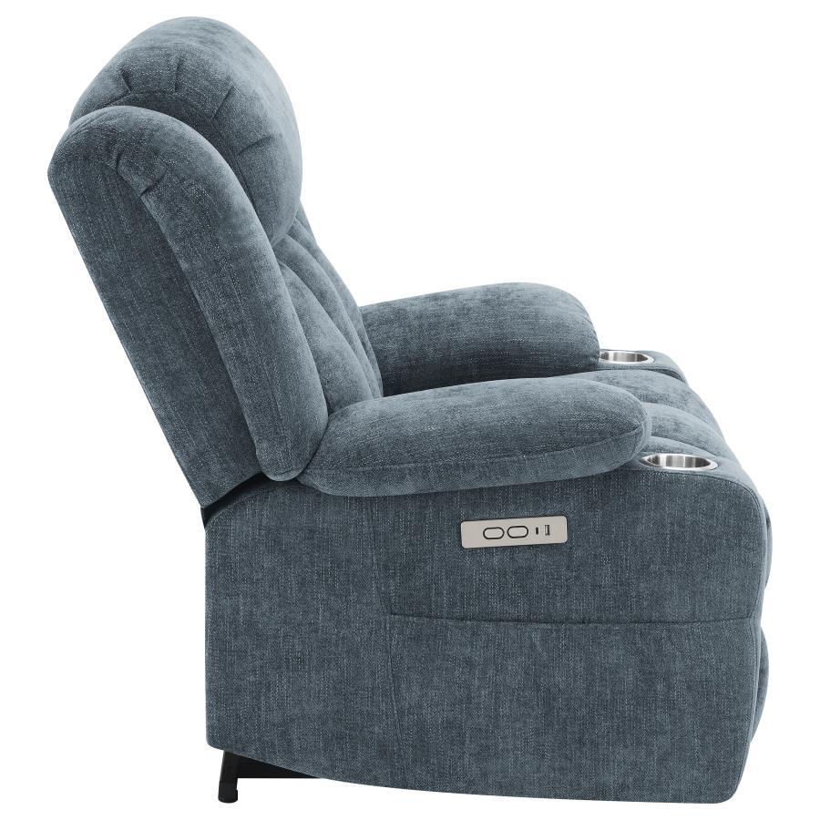 Houston - Upholstered Power Lift Recliner - Slate Blue Lift Chair modern furniture Contempo Furniture