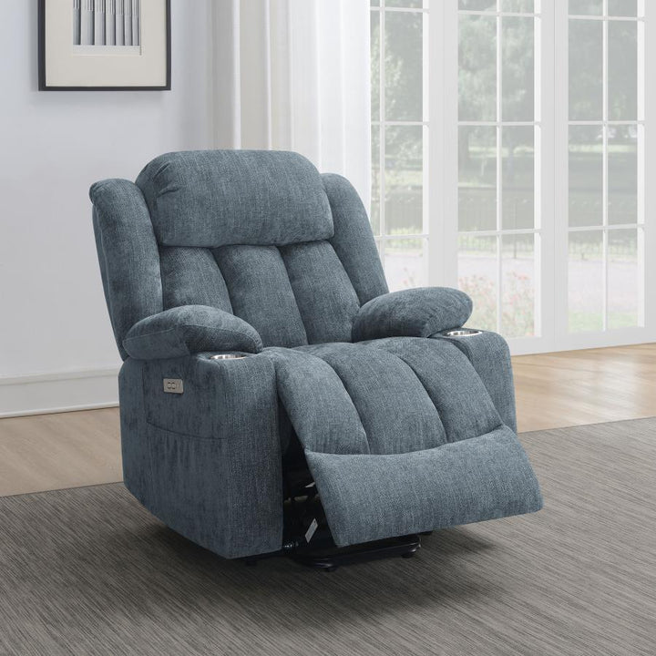 Houston - Upholstered Power Lift Recliner - Slate Blue Lift Chair modern furniture Contempo Furniture