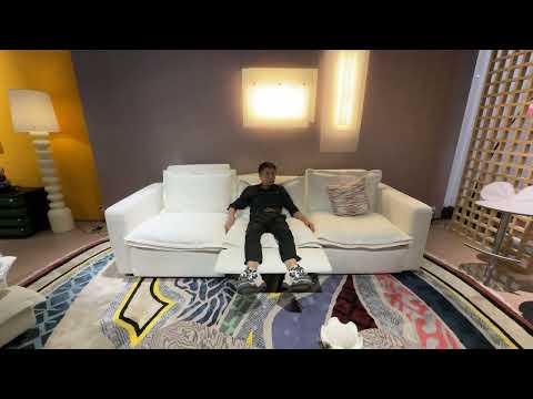 Almagre - Modern White Fabric Sofa with 3 Electric Recliners