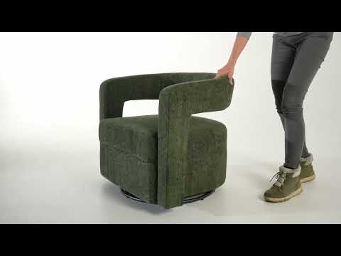 Ryan - Modern Olive Green Fabric Swivel Accent Chair - View 5