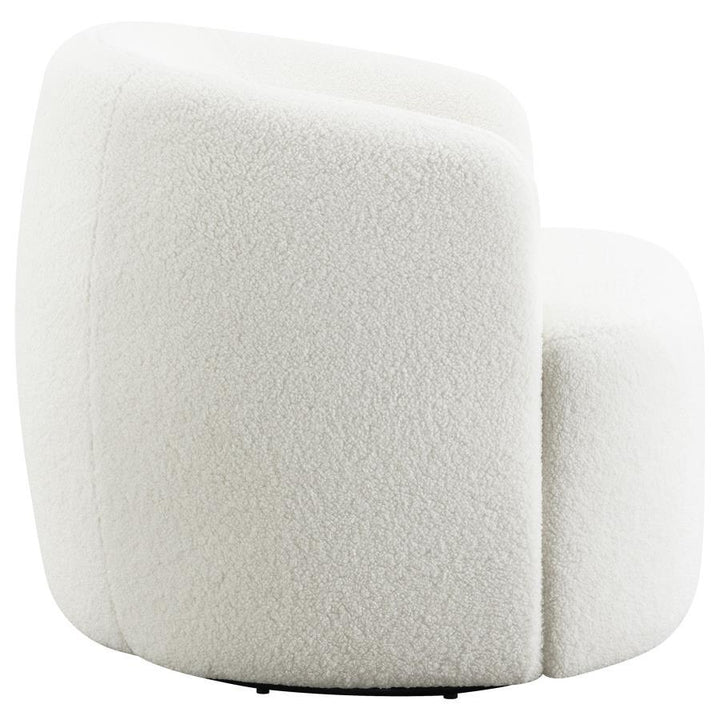 Hudson - Faux Sheepskin Upholstered Swivel Chair - Natural Swivel Chair modern furniture Contempo Furniture